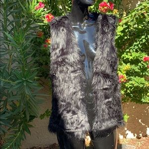 Black faux mink vest